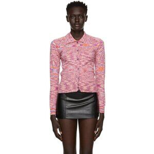 Gimaguas‎ Sweater Women Medium Pink Purple Knit Collared Zion Cardigan Luxury